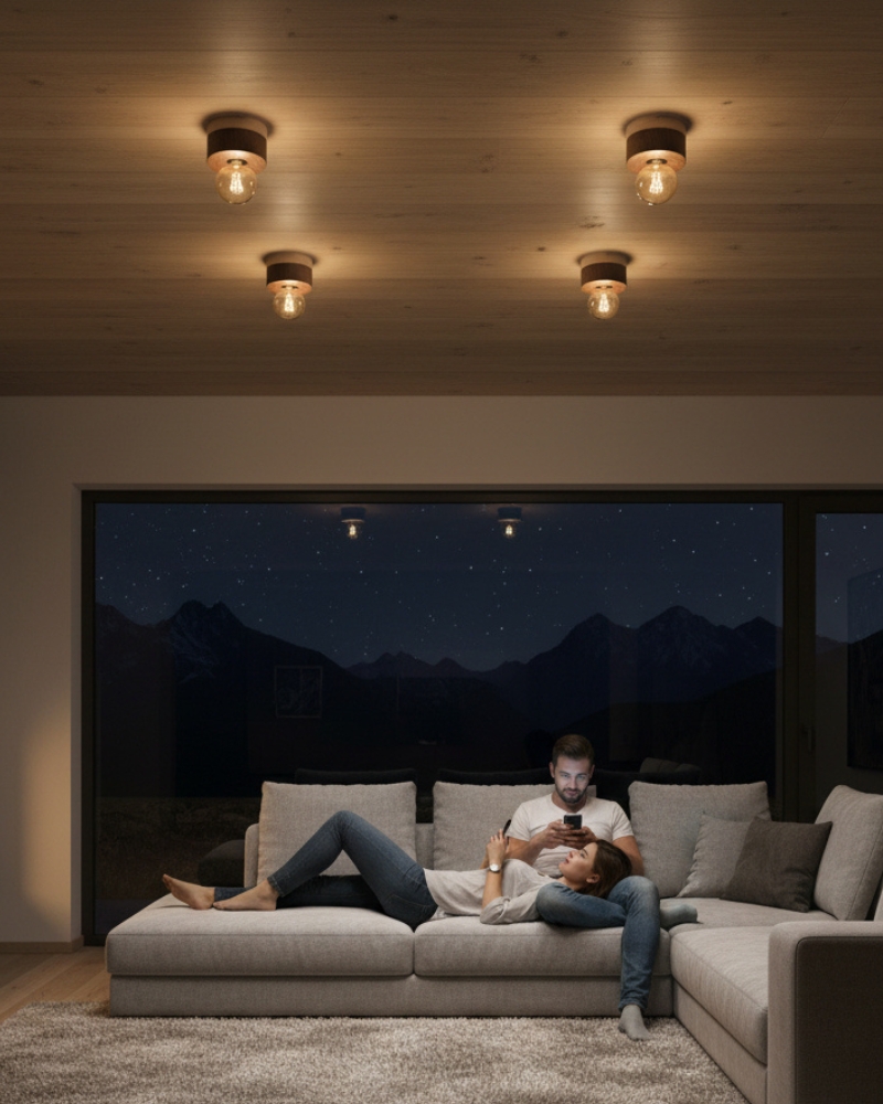 0239 Deckenlampen aus Walnussholz ALMUT von Wildheim