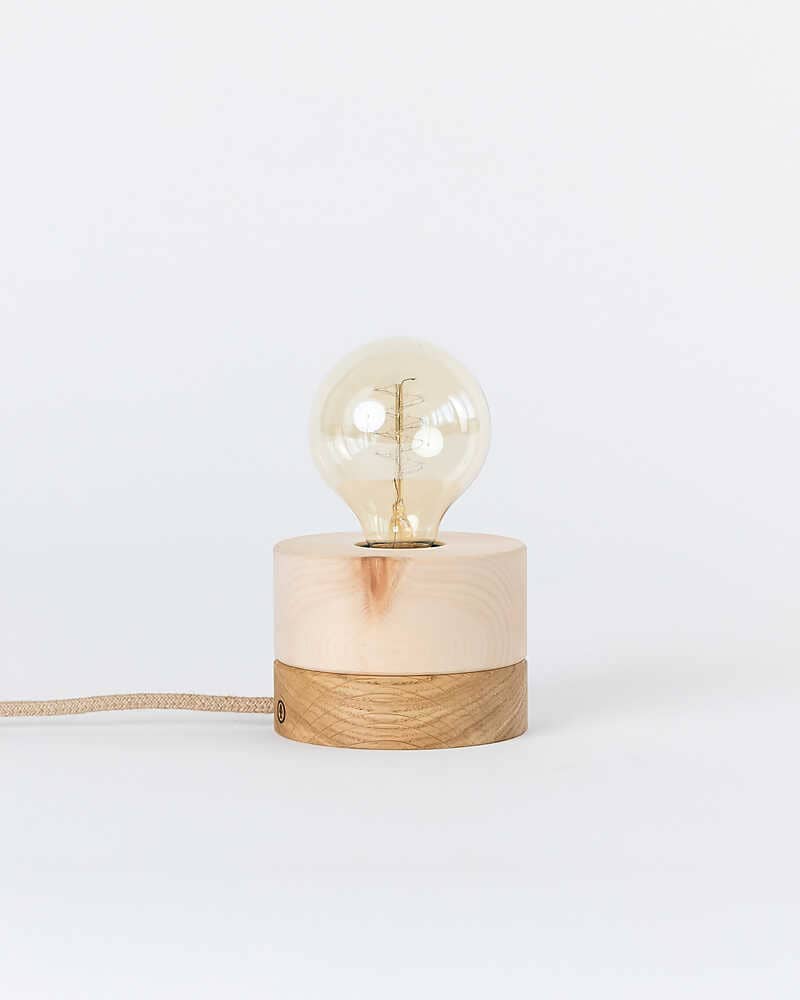 Table lamp stone pine oak wood lamp ALMUT von Wildheim
