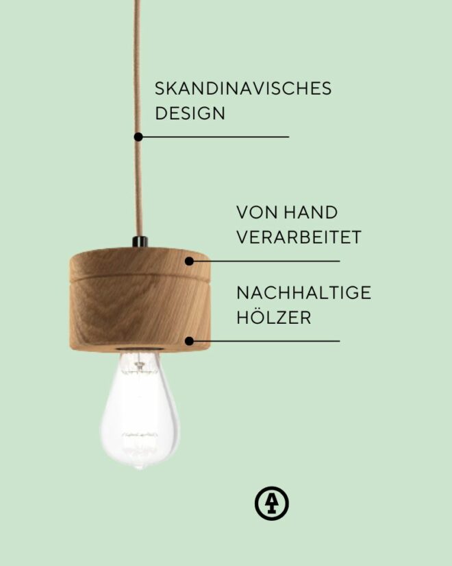 3-piece pendant light made of oak in Scandinavian design