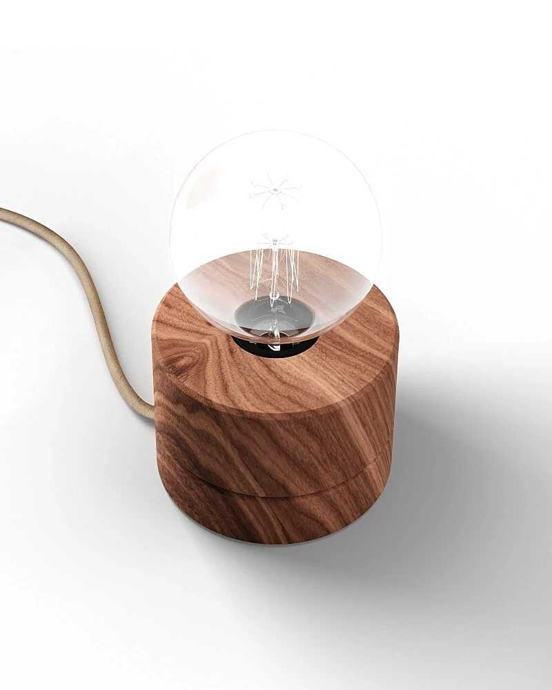 Wooden Walnut Table Lamp by ALMUT von Wildheim