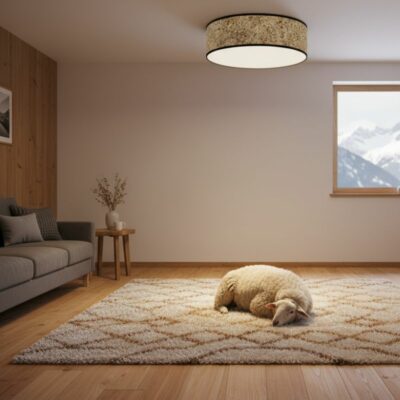 Deckenleuchte aus Heu Almut von Wildheim