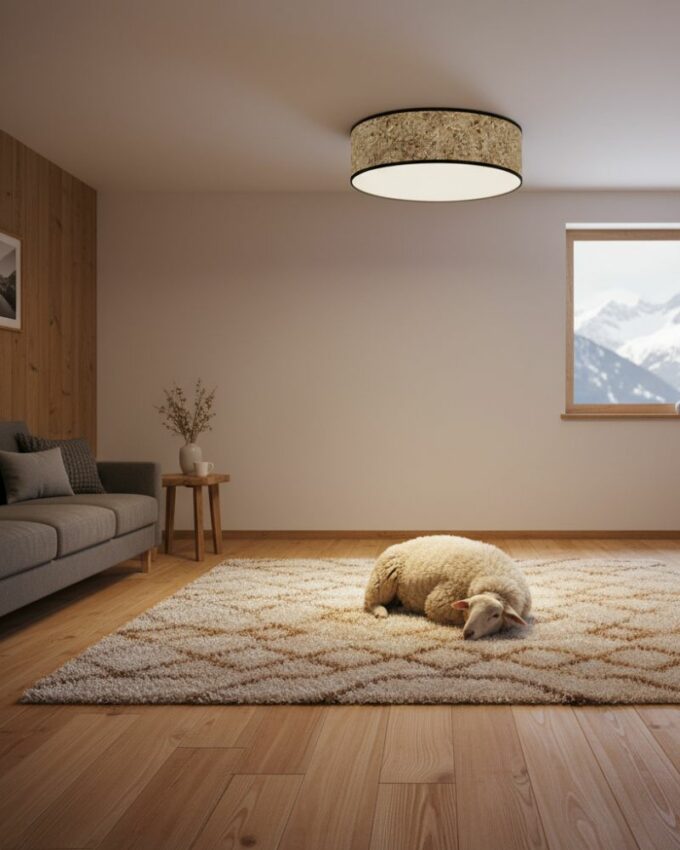 Deckenleuchte aus Heu Almut von Wildheim