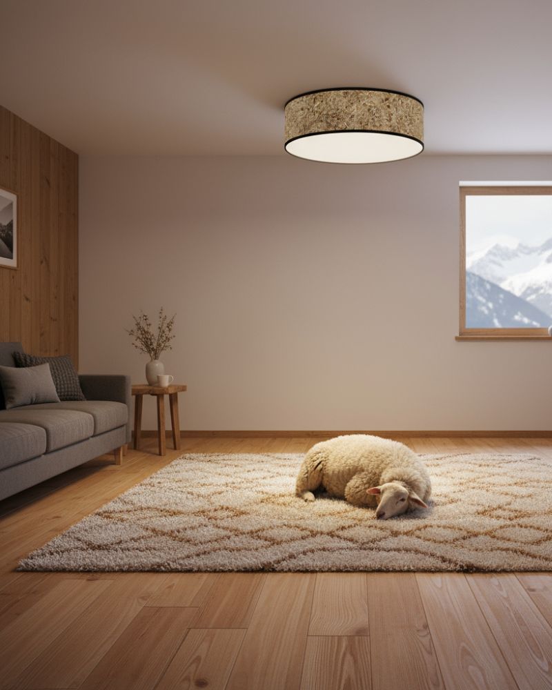 Deckenleuchte aus Heu Almut von Wildheim