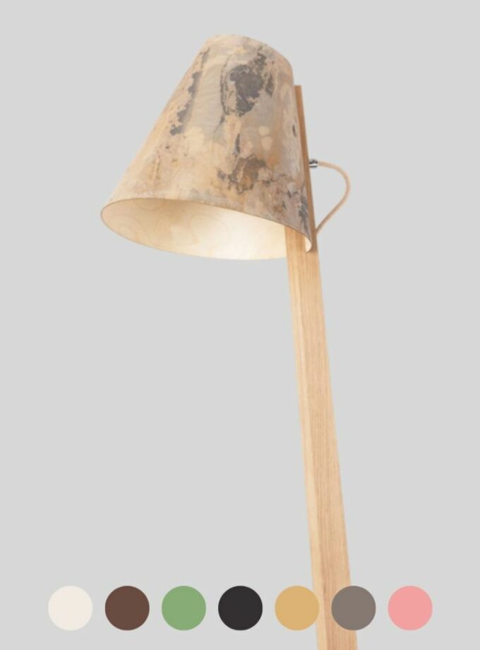 Designer Stehlampe 1411 Eichenholz Stein ALMUT