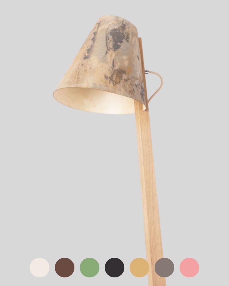Designer Stehlampe 1411 Eichenholz Stein ALMUT