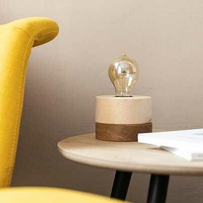 Table lamp in Scandinavian design 0239 from stone pine Oak by ALMUT von Wildheim