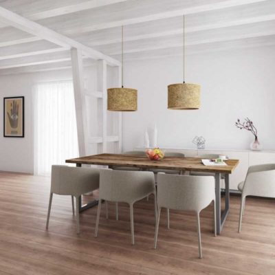 pendant lamp made of wood and hay 2610 special living atmosphere by ALMUT from Wilhdeim
