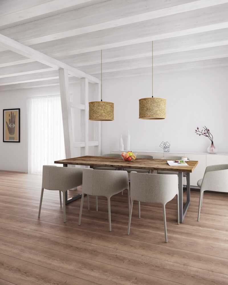 pendant lamp made of wood and hay 2610 special living atmosphere by ALMUT from Wilhdeim