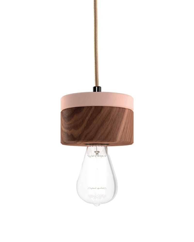 Hängeleuchte Holz Walnuss rosa Holzlampe von ALMUT von Wildheim skandinavisches Design 0239