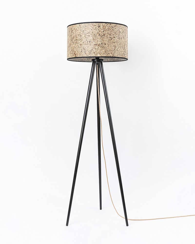 Floor lamp hay cylindrical 0000 tripod wood by ALMUT von Wildheim