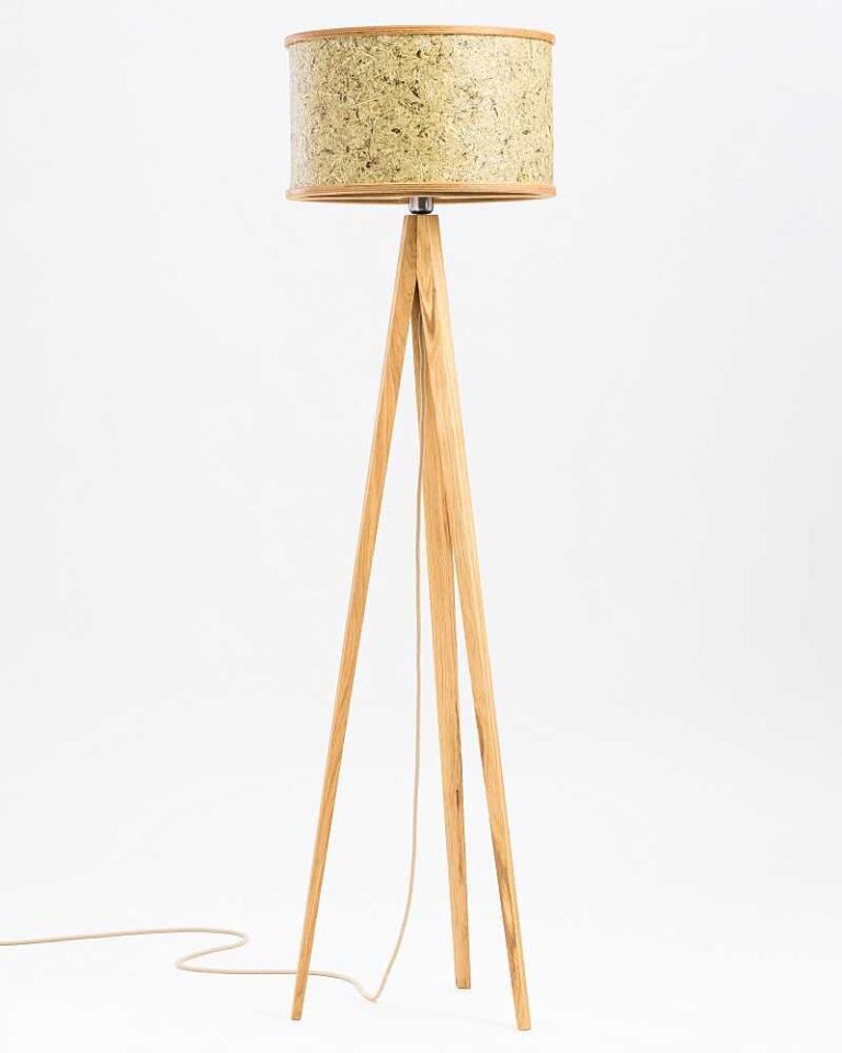 Oak Wood Floor Lamp 2610 Wood and Hay Floor Lamp by ALMUT von Wildheim
