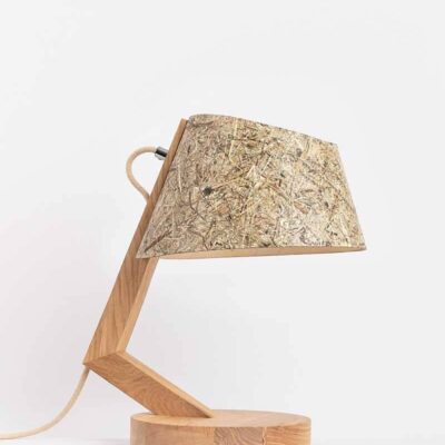 Table lamp 1411 made of oak Lampshade made of curved hay ALMUT von Wildheim