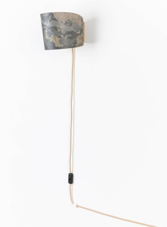 Wandleuchte mit Kabel und Stecker 1411 zylindrisch Lampenschirm aus Stein von ALMUT von Wildheim