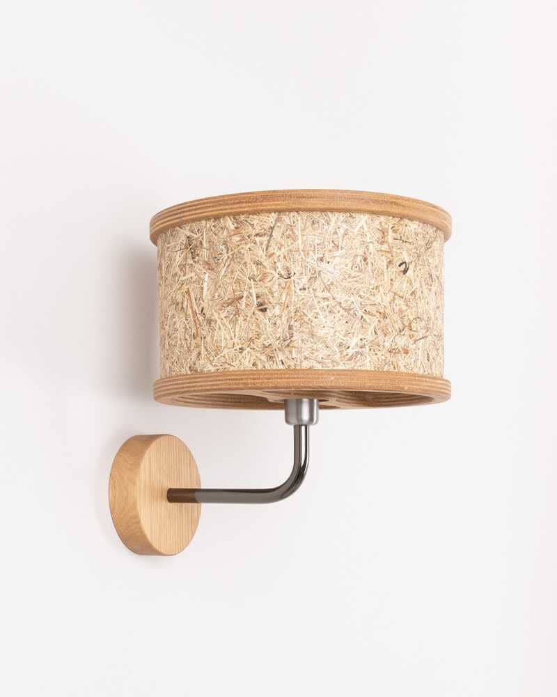 Wall lamp oak 2610 lampshade made of hay from ALMUT von Wildheim