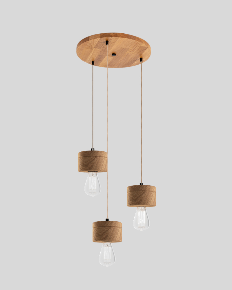 3er Pendelleuchte aus Eichenholz im skandinavischen Design - Eiche Natur