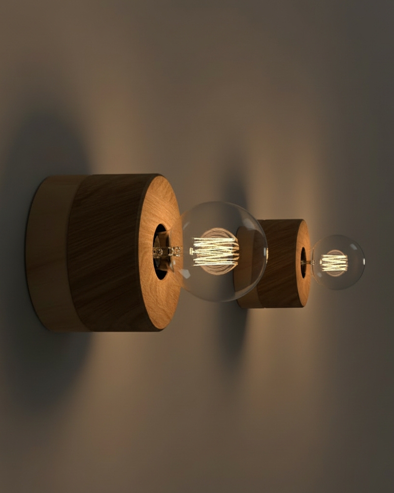 0239 Wandleuchte Eiche 2er Set ALMUT von Wildheim Designleuchten