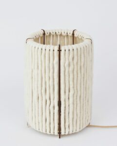 Trendy floor lamp made of wool and wood from ALMUT