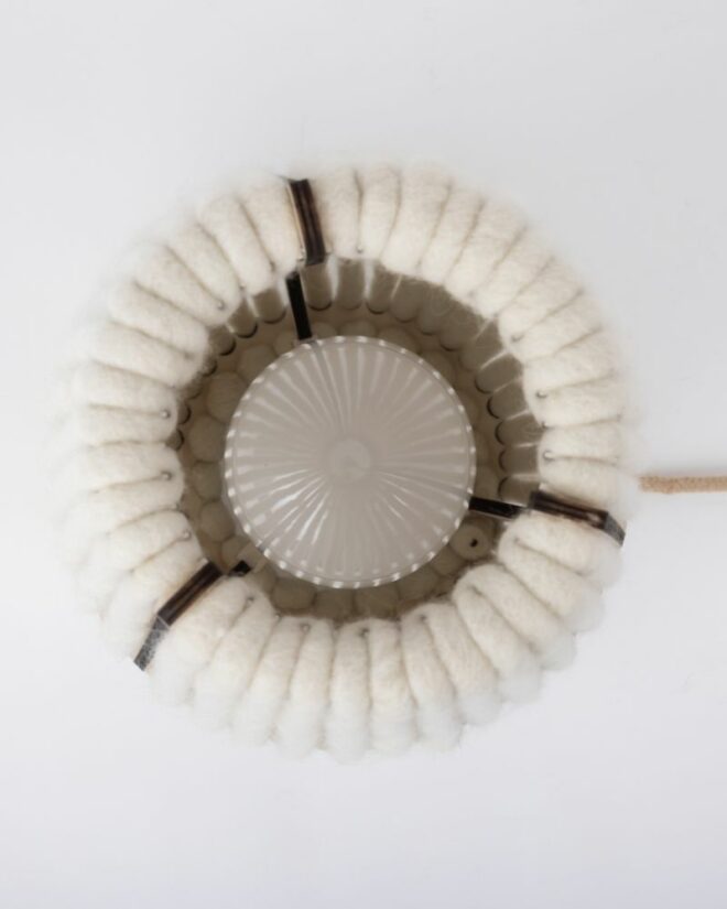 Wool and wood table lamp by ALMUT von Wildheim