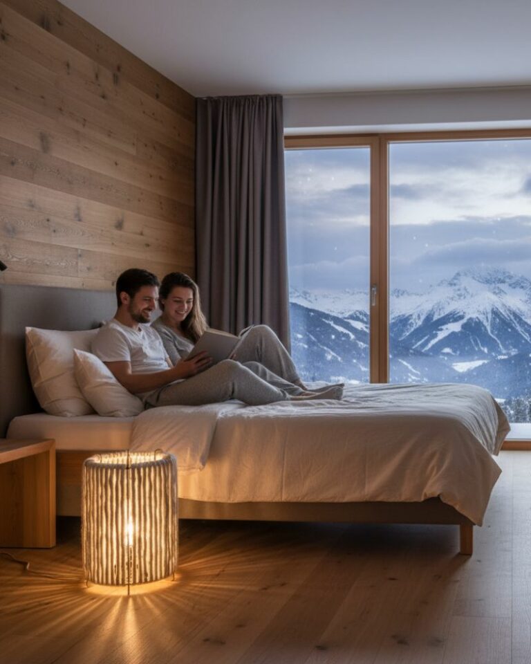 Angesagte Bodenleuchte aus Wolle und Holz von ALMUT