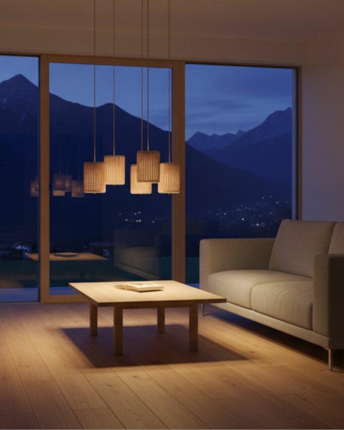 Hängelampe aus Wolle Zylinder klein Almut Wohnzimmerlampe