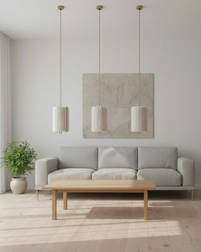 Hängelampen aus Wolle Zylinder klein Almut von Wildheim Wohnzimmerlampen