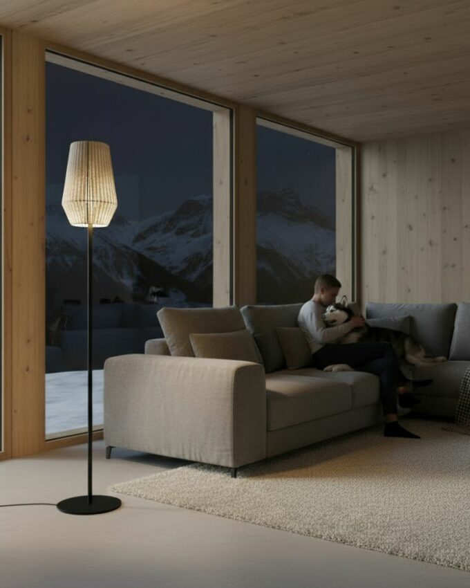 Stehlampe Konus mit Lampenschirm aus Wolle Licht Almut von Wildheim